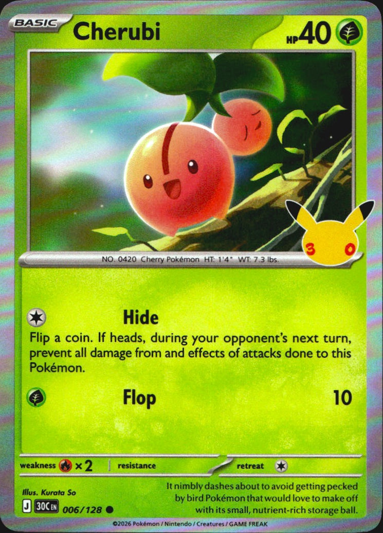 Cherubi 006/128 ME: 30th Celebration Holo Common Pokemon Near Mint