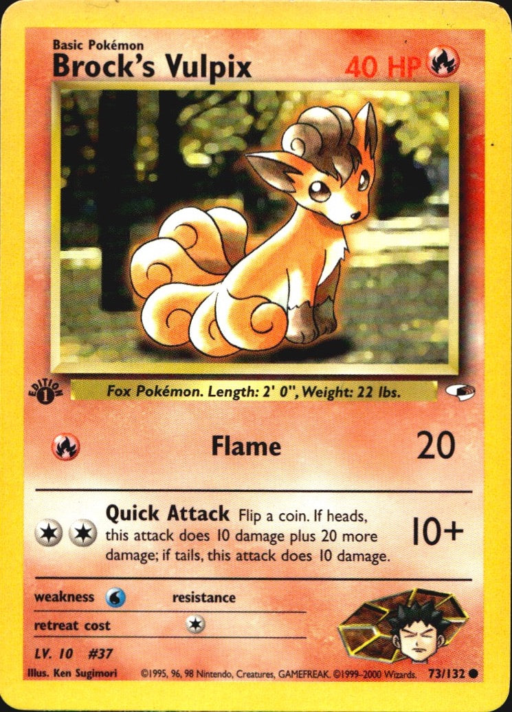 Brock's Vulpix 73/132 Gym Heroes Common Pokemon 1st Edition Near Mint