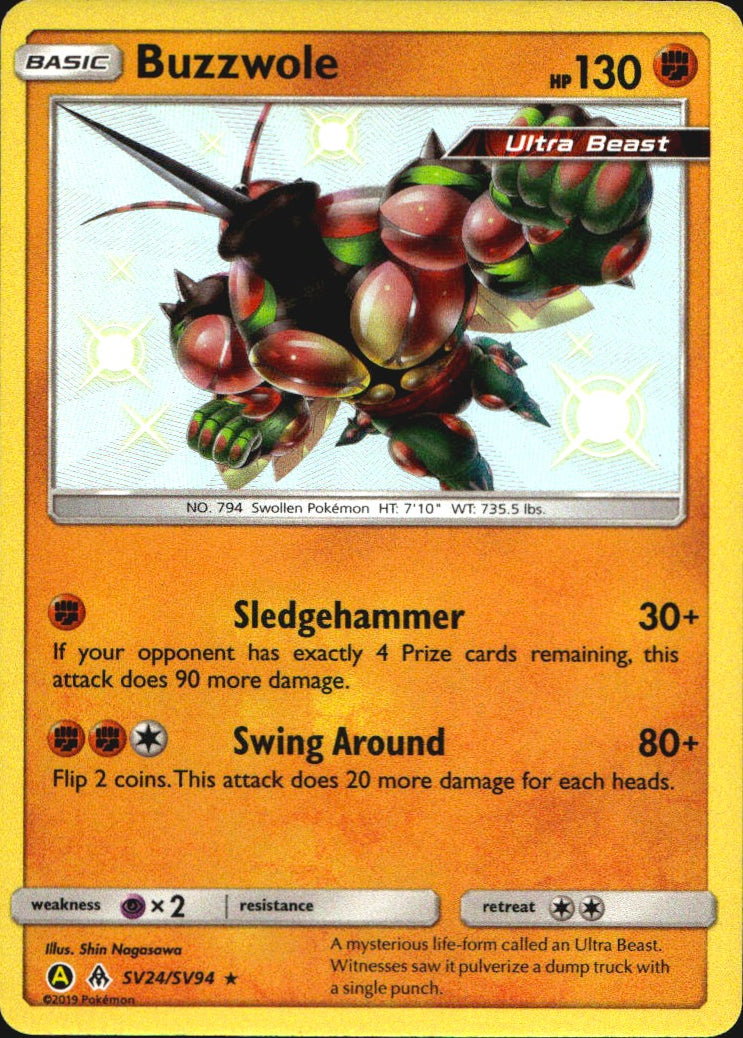 Buzzwole SV24/SV94 Shiny Rare Hidden Fates Shiny Vault Pokemon Near Mint