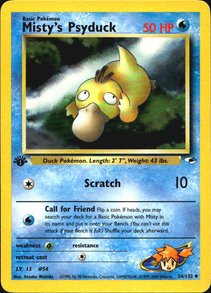 Misty's Psyduck 54/132 Gym Heroes Uncommon Pokemon 1st Edition Near Mint