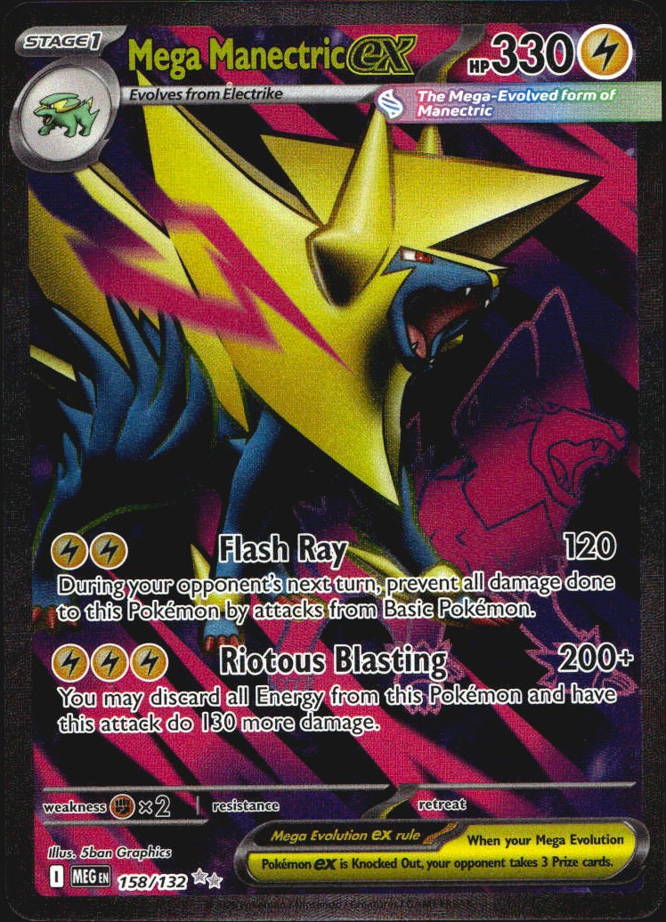 Mega Manectric ex 158/132 Mega Evolution Ultra Rare Pokemon Holo Near Mint