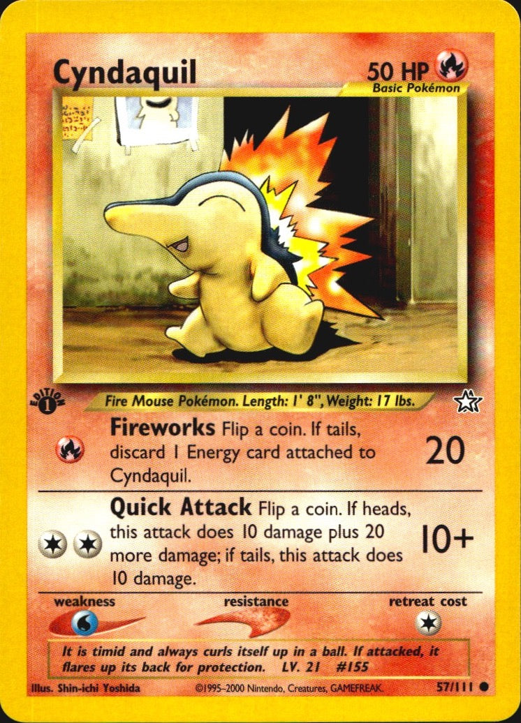 Cyndaquil 57/111 Common Neo Genesis Pokemon 1st Edition Near Mint
