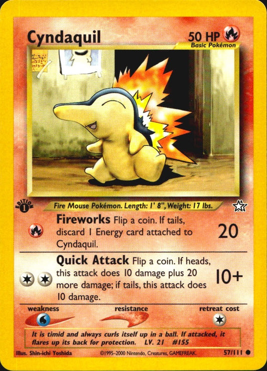 Cyndaquil 57/111 Common Neo Genesis Pokemon 1st Edition Near Mint