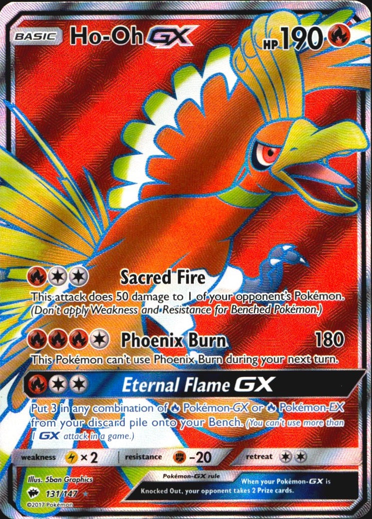 Ho-Oh GX 131/147 Burning Shadows Ultra Rare Pokemon Holo Lightly Played