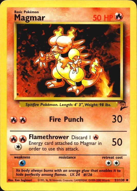 Magmar 51/130 Base Set 2 Uncommon Pokemon Near Mint
