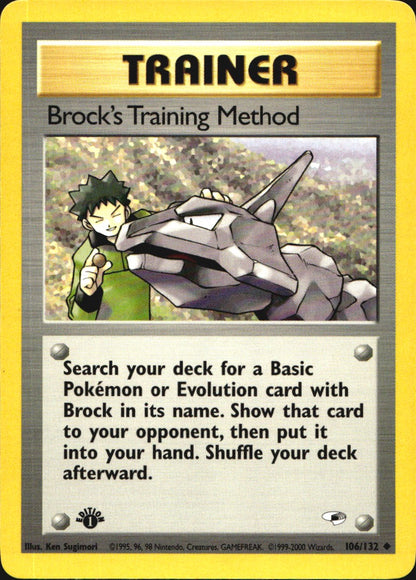 Brock's Training Method 106/132 Uncommon Gym Heroes Pokemon 1st Edition NM