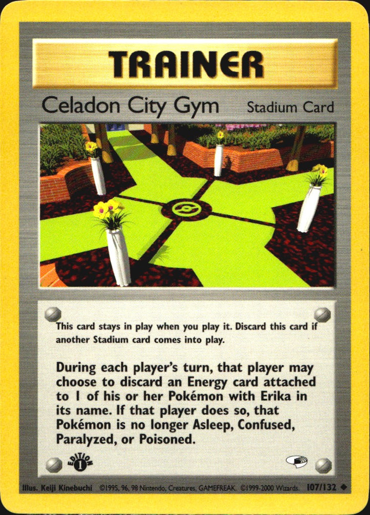 Celadon City Gym 107/132 Gym Heroes Uncommon Pokemon 1st Edition Near Mint