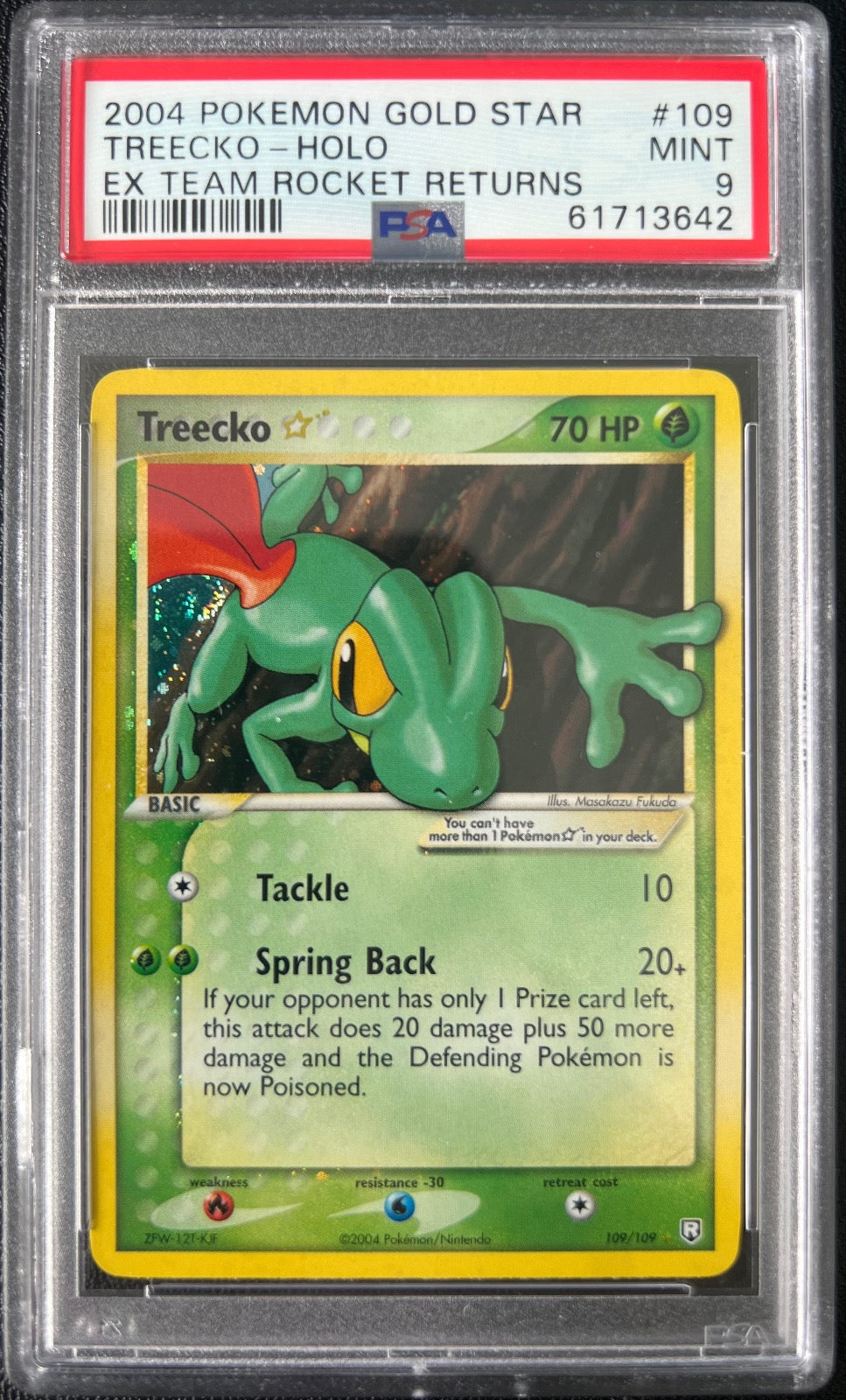 Treecko Holo 109/109 Gold Star Team Rocket Returns Pokemon PSA 9