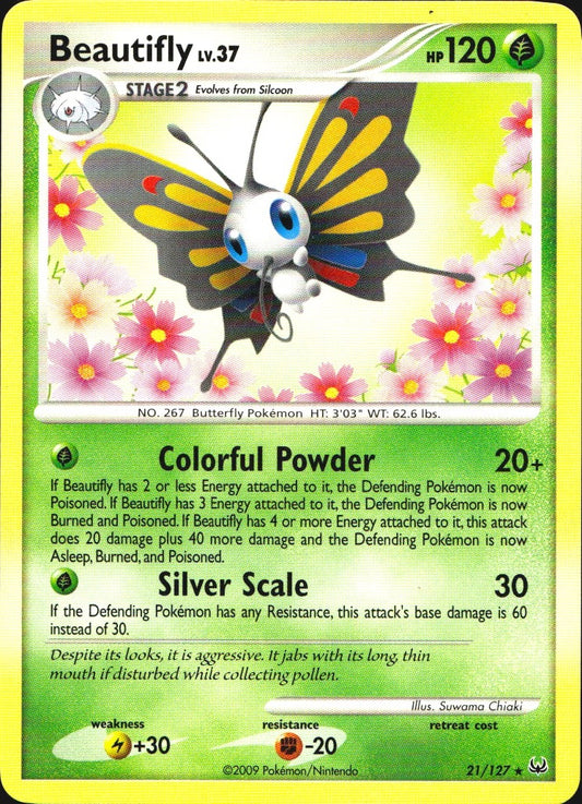 Beautifly 21/127 Platinum Rare Pokemon Near Mint
