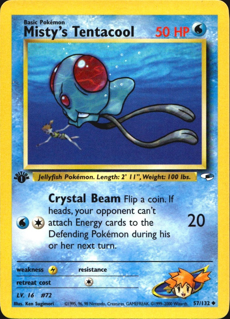 Misty's Tentacool 57/132 Gym Heroes Uncommon Pokemon 1st Edition Near Mint