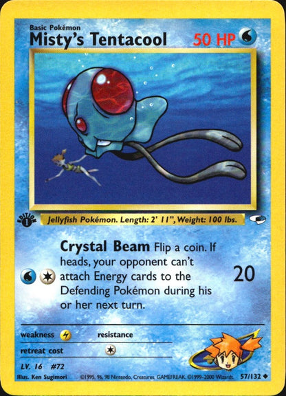 Misty's Tentacool 57/132 Gym Heroes Uncommon Pokemon 1st Edition Near Mint