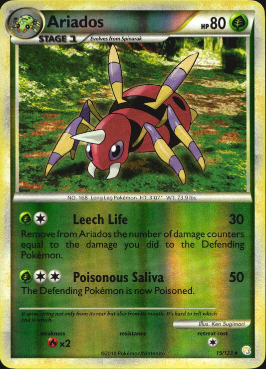 Ariados 15/123 HeartGold & SoulSilver Rare Pokemon Reverse Holo Near Mint