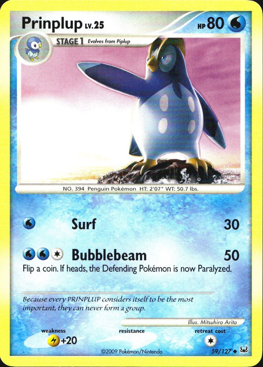 Prinplup 59/127 Platinum Uncommon Pokemon Near Mint