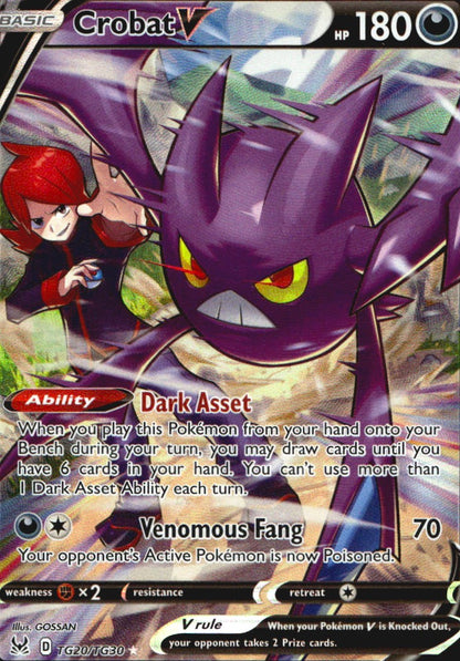 Crobat V TG20/TG30 Lost Origin Trainer Gallery Holo V Rare Pokemon Near Mint