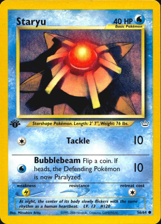 Staryu 56/64 Neo Revelation Common Pokemon 1st Edition Near Mint