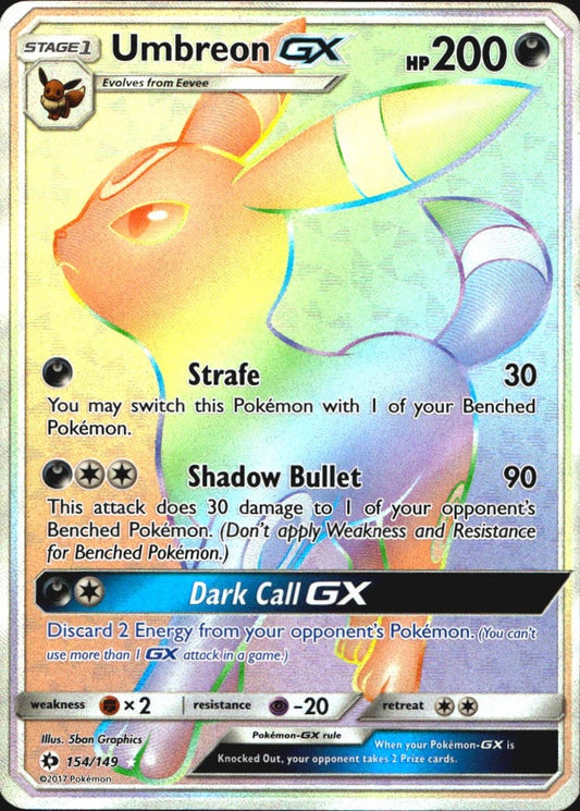 Umbreon GX 154/149 Holo Secret Rare SM Base Set Pokemon Near Mint