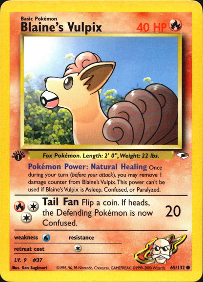 Blaine's Vulpix 65/132 Gym Heroes Common Pokemon 1st Edition Near Mint