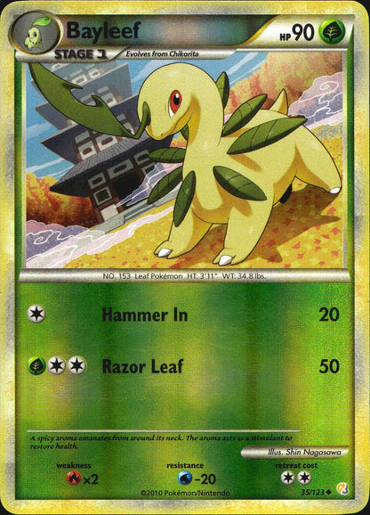 Bayleef 35/123 HeartGold & SoulSilver Uncommon Pokemon Reverse Holo LP