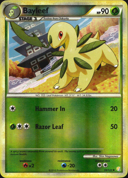 Bayleef 35/123 HeartGold & SoulSilver Uncommon Pokemon Reverse Holo LP