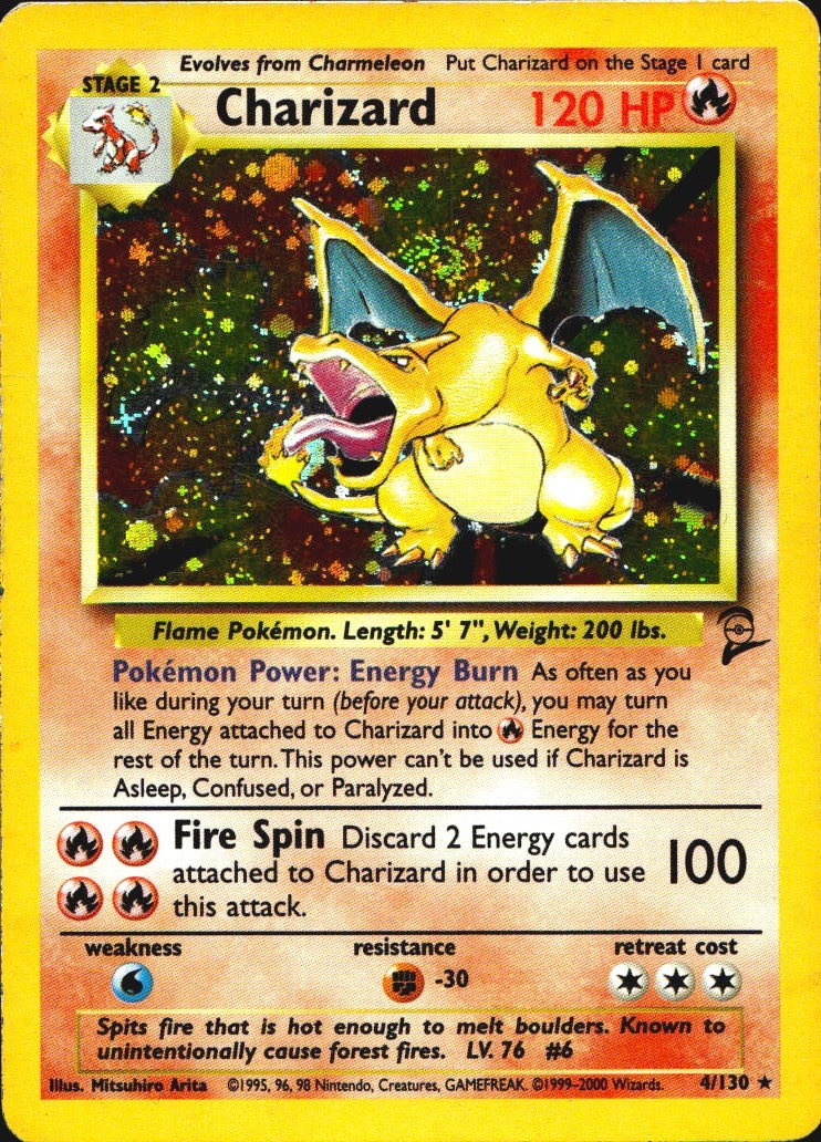 Charizard 4/130 Holo Rare Base Set 2 Pokemon Lightly Played