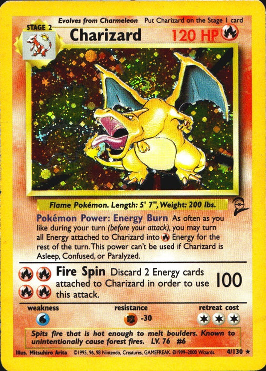 Charizard 4/130 Holo Rare Base Set 2 Pokemon Lightly Played