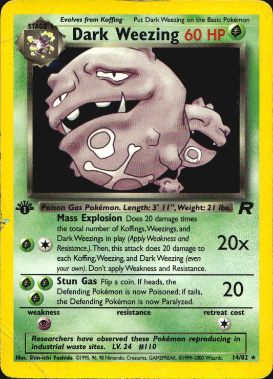 Dark Weezing 14/82 Rare Team Rocket Pokemon 1st Edition Holo Damaged