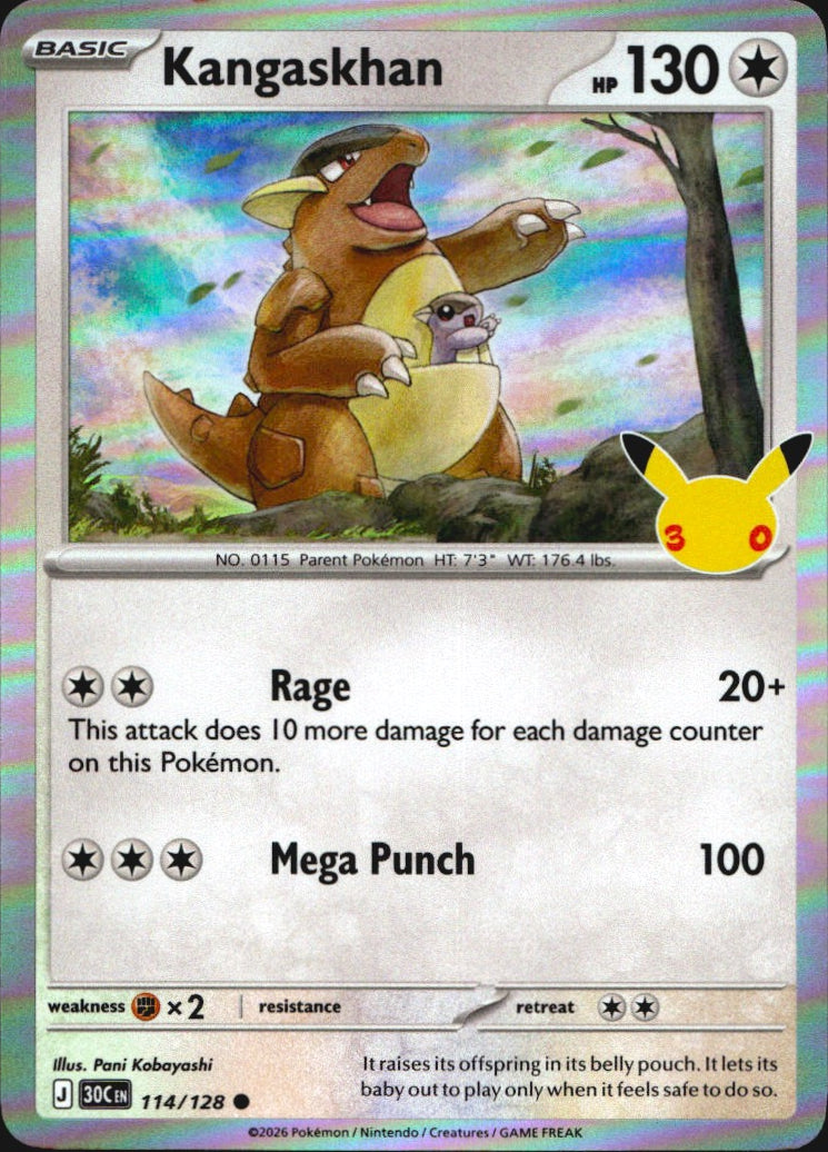 Kangaskhan 114/128 ME: 30th Celebration Common Pokemon Holo Near Mint
