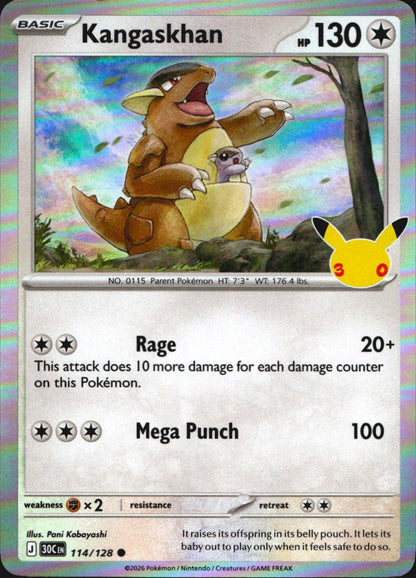 Kangaskhan 114/128 ME: 30th Celebration Common Pokemon Holo Near Mint