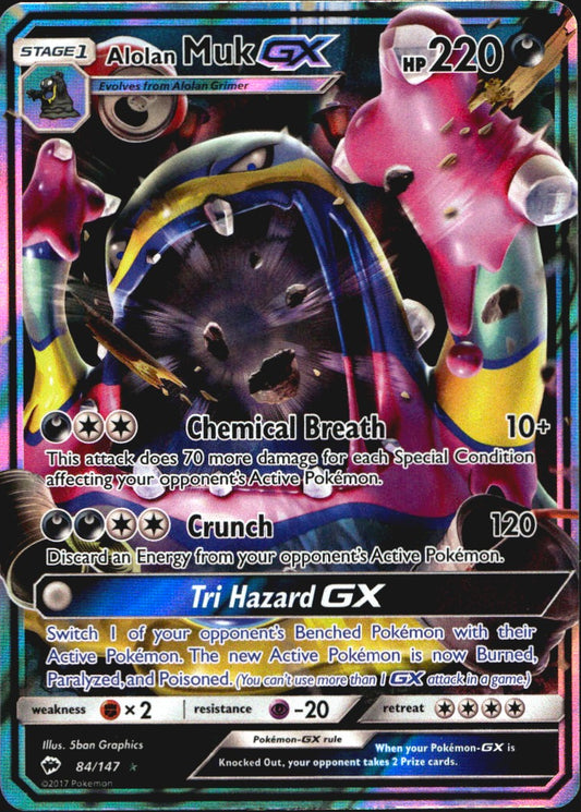 Alolan Muk GX 84/147 Burning Shadows Holo GX Rare Pokemon Near Mint