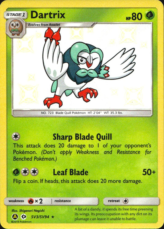 Dartrix SV3/SV94 Shiny Rare Hidden Fates Shiny Vault Pokemon Near Mint
