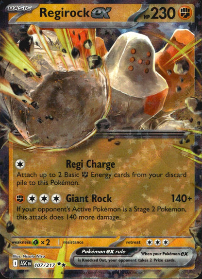 Regirock ex 107/217 Ascended Heroes Double Rare Pokemon Holo Near Mint