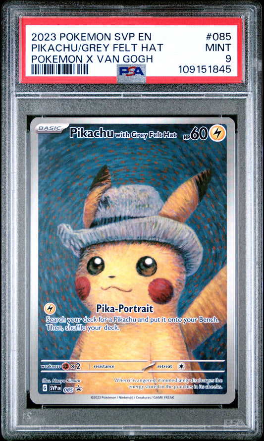 Pikachu With Grey Felt Hat 085 Pokemon X Van Gogh Pokemon PSA 9