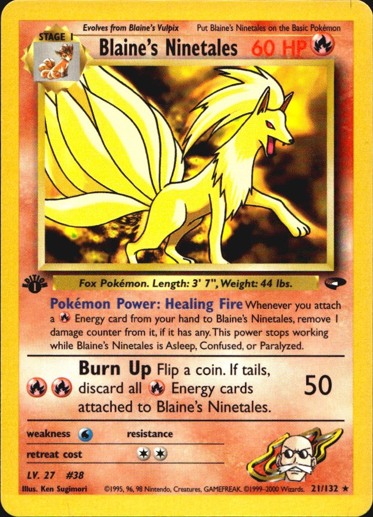 Blaine's Ninetales 21/132 Gym Challenge Rare Pokemon 1st Edition Near Mint