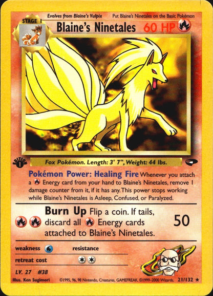 Blaine's Ninetales 21/132 Gym Challenge Rare Pokemon 1st Edition Near Mint
