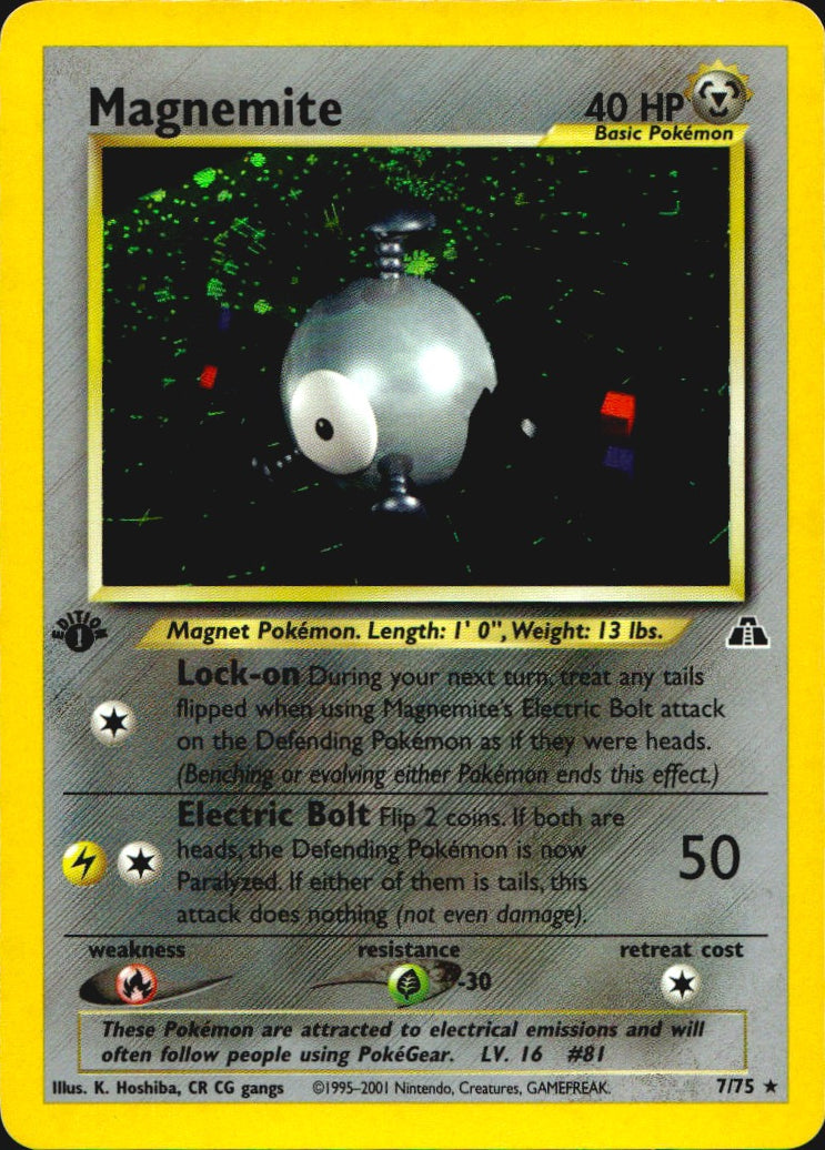 Magnemite 7/75 Rare Neo Discovery Pokemon 1st Edition Holo Near Mint