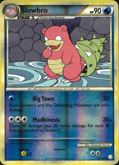 Slowbro 52/123 HeartGold & SoulSilver Uncommon Pokemon Reverse Holo Near Mint