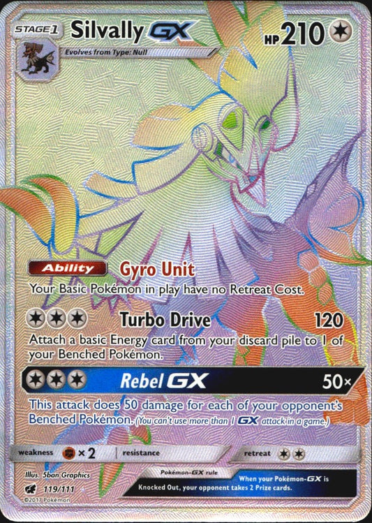 Silvally GX 119/111 Crimson Invasion Rainbow Rare Pokemon Holo Lightly Played