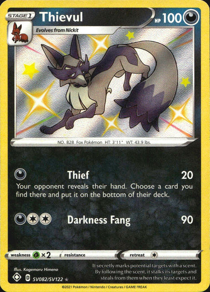 Thievul SV082/SV122 Shiny Rare Shining Fates Shiny Vault Pokemon Near Mint