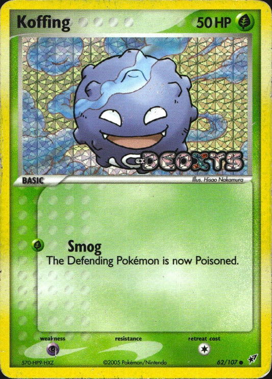 Koffing 62/107 Deoxys Common Pokemon Reverse Holo Moderately Played