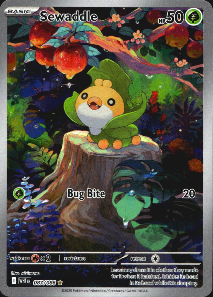 Sewaddle 087/086 Illustration Rare White Flare Pokemon Near Mint