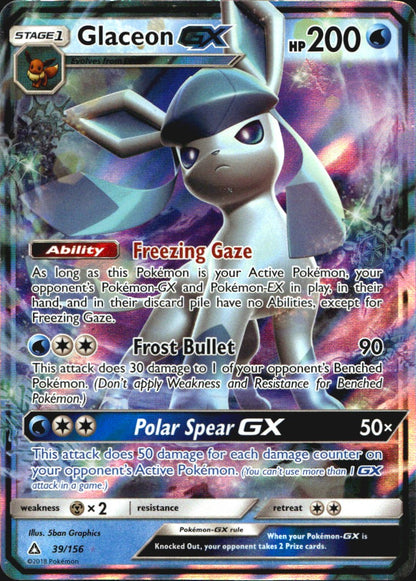 Glaceon GX 39/156 Ultra Prism Holo GX Rare Pokemon Lightly Played