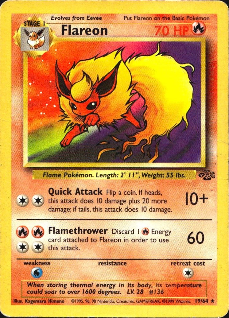 Flareon 19/64 Rare Jungle Pokemon Heavily Played