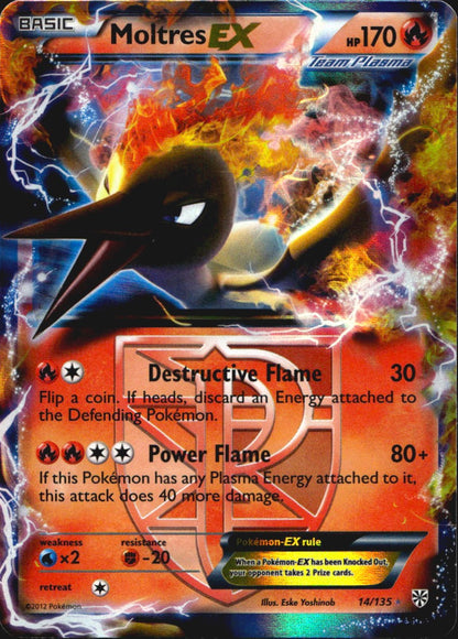 Moltres EX 14/135 Plasma Storm Holo EX Rare Pokemon Lightly Played