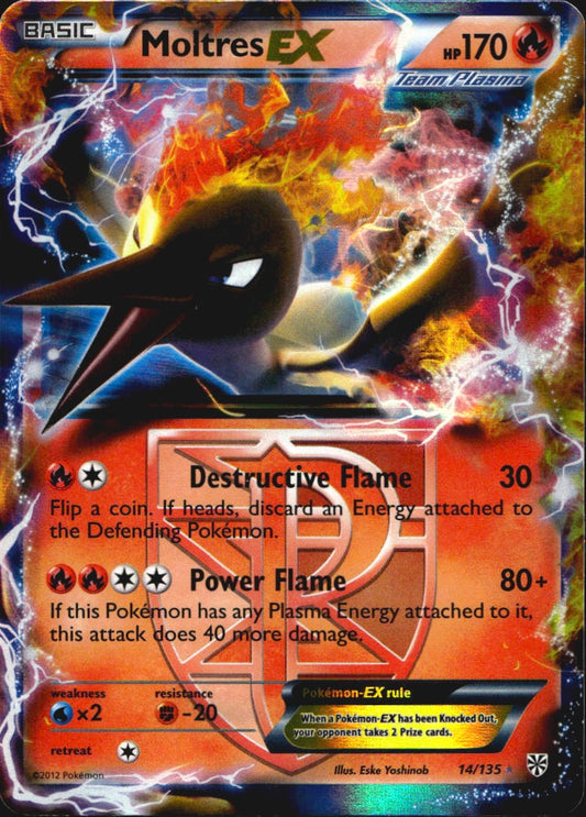 Moltres EX 14/135 Plasma Storm Holo EX Rare Pokemon Lightly Played