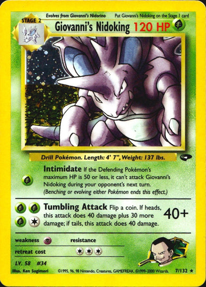 Giovanni's Nidoking 7/132 Rare Gym Challenge Pokemon Unlimited Holo Near Mint