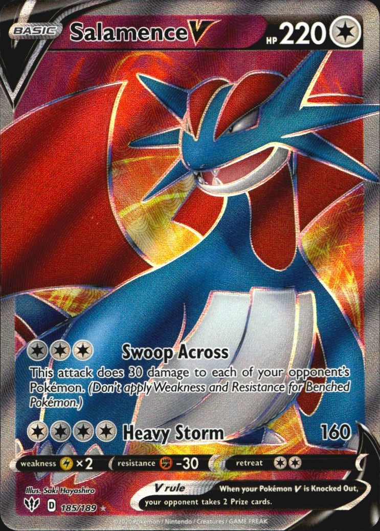 Salamence V 185/189 Darkness Ablaze Ultra Rare Pokemon Holo Near Mint