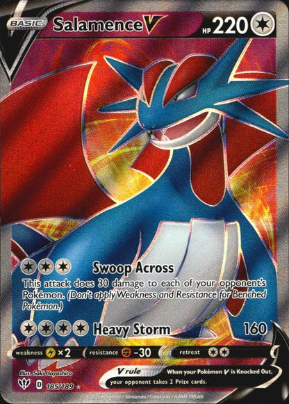 Salamence V 185/189 Darkness Ablaze Ultra Rare Pokemon Holo Near Mint