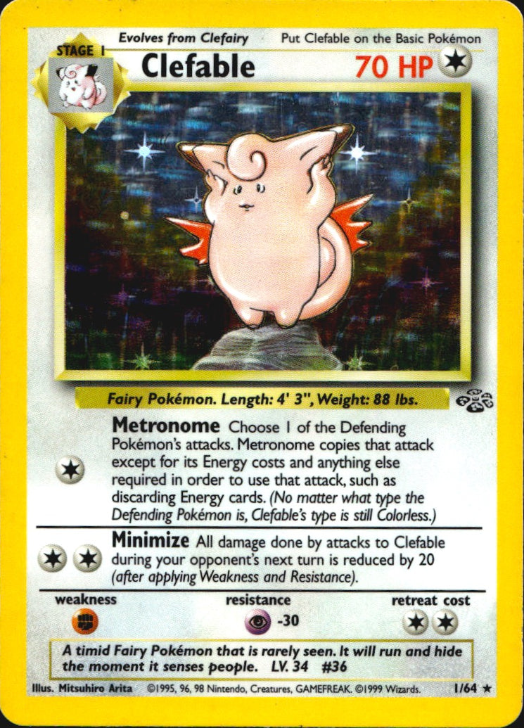 Clefable 1/64 Rare Jungle Pokemon Unlimited Holo Lightly Played