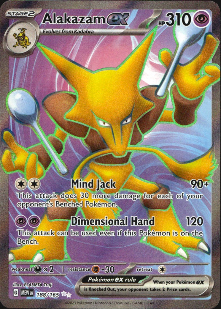 Alakazam ex 188/165 151 Ultra Rare Pokemon Holo Near Mint