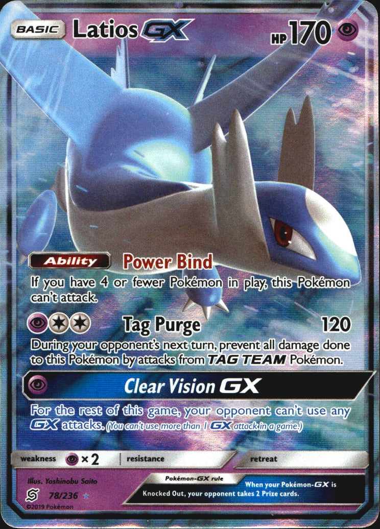 Latios GX 78/236 Unified Minds Holo GX Rare Pokemon Near Mint